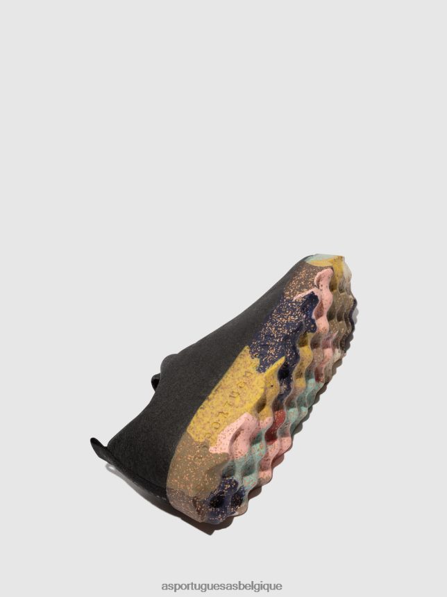 chaussures Asportuguesas camp de chaussures à enfiler pinatex anthracite & semelle multicolore femmes BXRT6Z40