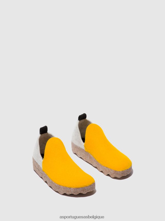 chaussures Asportuguesas chaussures de ville bout rond blanc jaune femmes BXRT6Z53