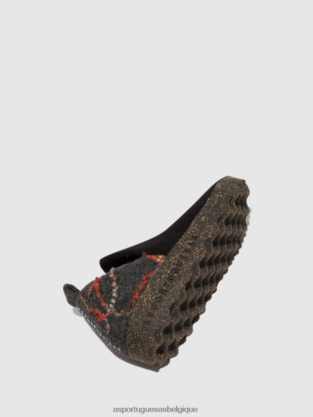 chaussures Asportuguesas chaussures de ville bout rond cadeau en feutre noir femmes BXRT6Z71