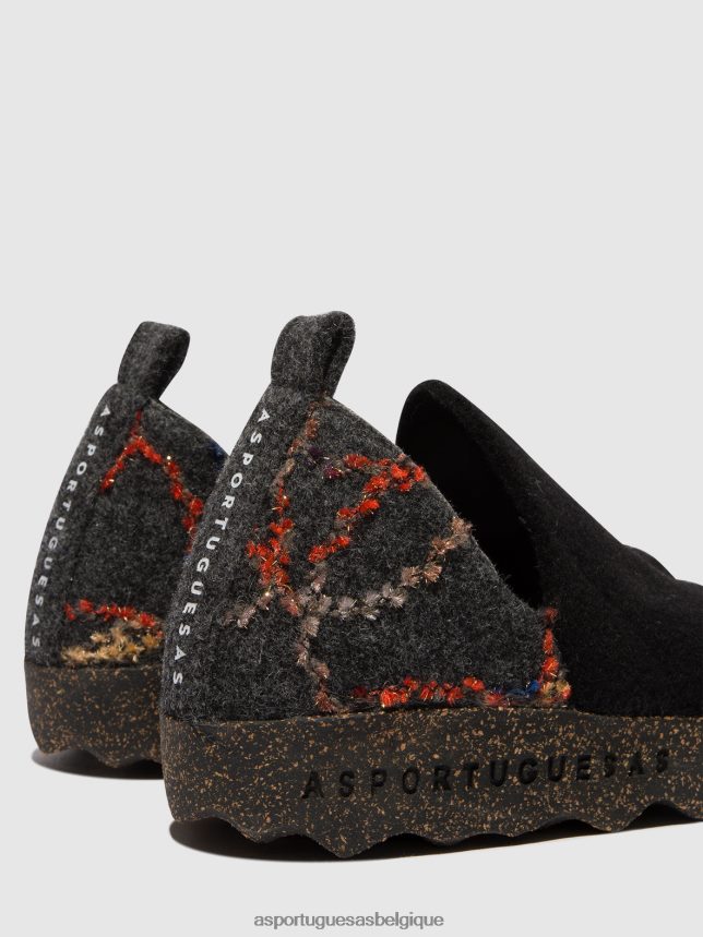 chaussures Asportuguesas chaussures de ville bout rond cadeau en feutre noir femmes BXRT6Z71