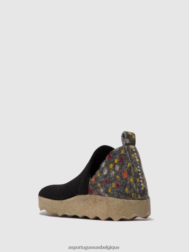 chaussures Asportuguesas chaussures de ville bout rond déhor feutre noir femmes BXRT6Z107