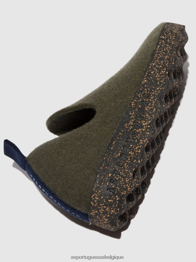 chaussures Asportuguesas chaussures de ville bout rond vert militaire femmes BXRT6Z37