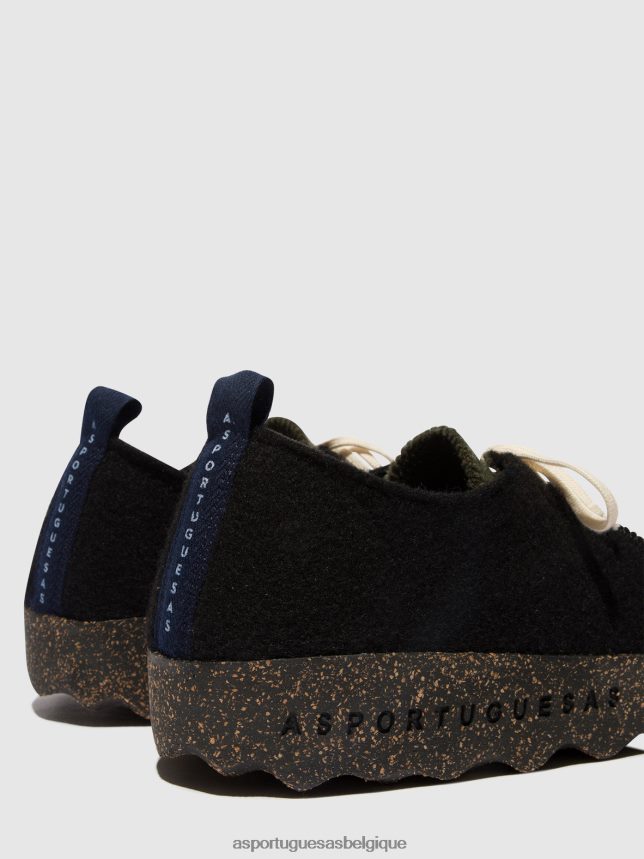 chaussures Asportuguesas chaussures à lacets chat noir/vert militaire femmes BXRT6Z106