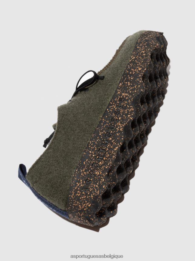 chaussures Asportuguesas chaussures à lacets chat vert militaire femmes BXRT6Z85