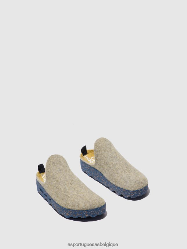 mules Asportuguesas mules à bout rond gris jaune femmes BXRT6Z135