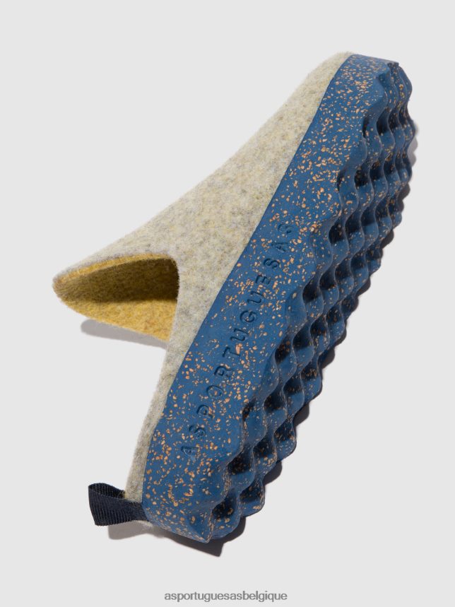 mules Asportuguesas mules à bout rond gris jaune femmes BXRT6Z135