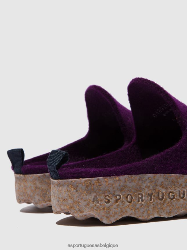 mules Asportuguesas mules à bout rond violet foncé femmes BXRT6Z125