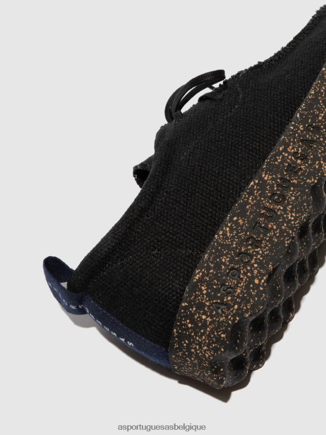 formateurs Asportuguesas discuter avec des baskets à lacets lin recyclé noir Hommes BXRT6Z198