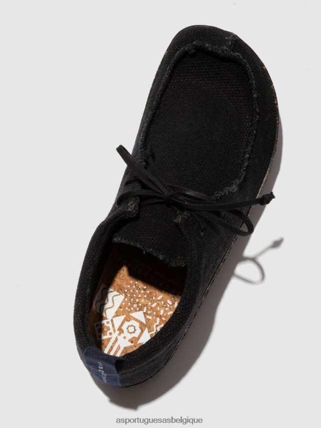 formateurs Asportuguesas discuter avec des baskets à lacets lin recyclé noir Hommes BXRT6Z198