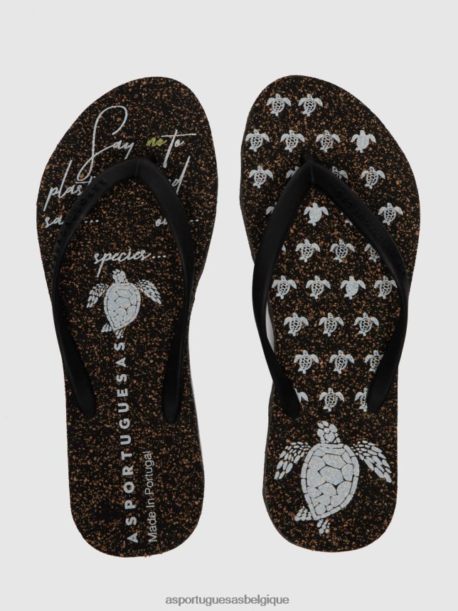 tongs Asportuguesas tongs de plage tortue bracelet en caoutchouc noir Hommes BXRT6Z171